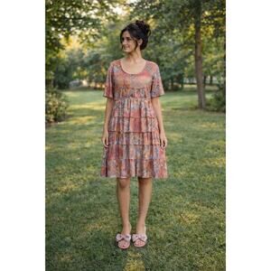 Isle by Melis Kozan Dress Small NWT Boho Ruffle Short Sleeve Inca Shift Casual